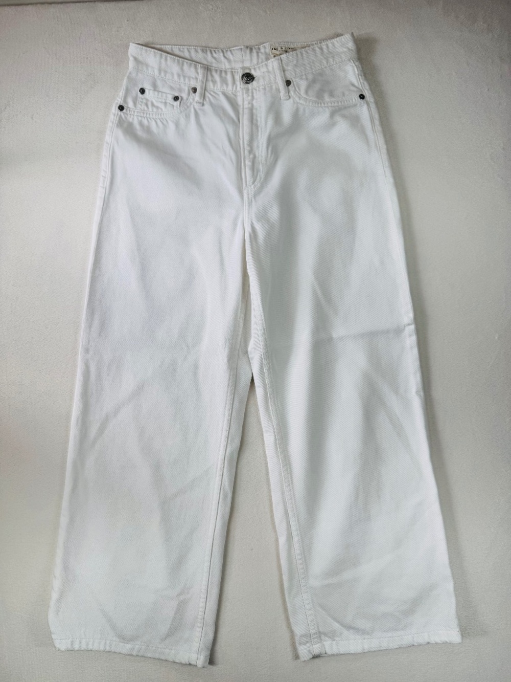 rag & bone featherweight Logan Wide-Leg Jeans Optic White size 27